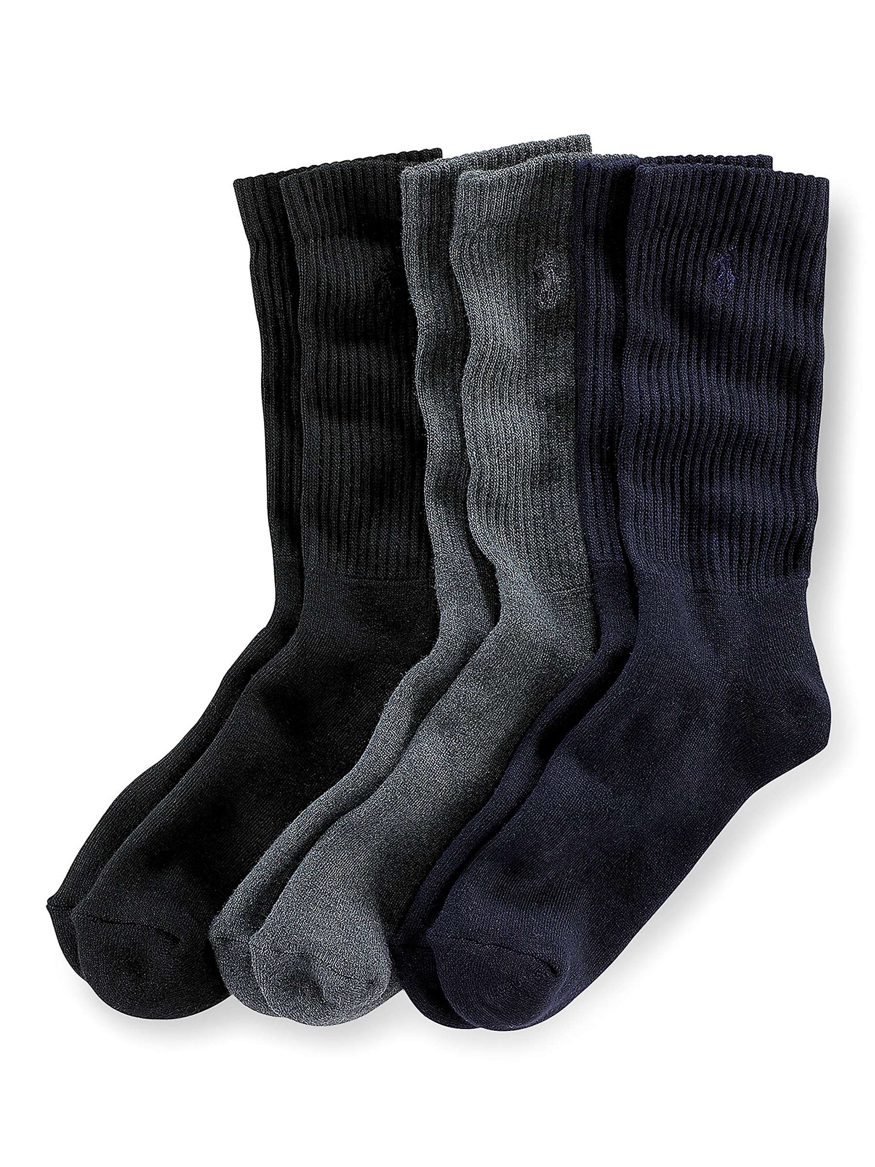 Buy Polo Ralph Lauren Cotton Rich Socks, Pack of 3, One Size, Black/Charcoal/Navy Online at johnlewis.com