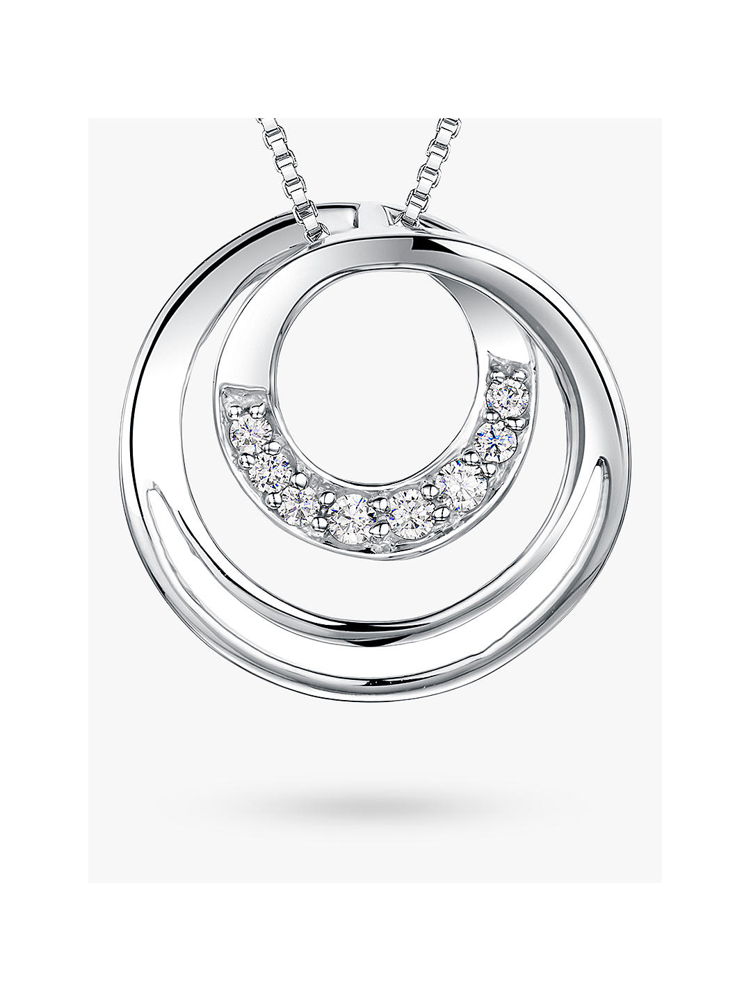 Jools by Jenny Brown Sterling Silver Pave Infinity Circles Pendant, Rhodium
