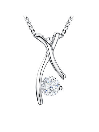 Jools by Jenny Brown Sterling Silver Cubic Zirconia Kiss Pendant, Rhodium