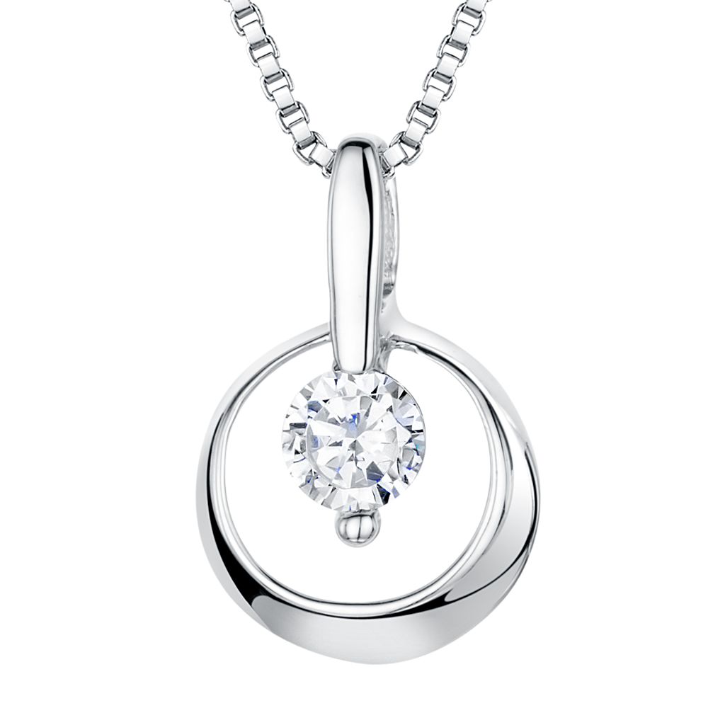 Jools by Jenny Brown Sterling Silver Cubic Zirconia Ring Pendant, Rhodium