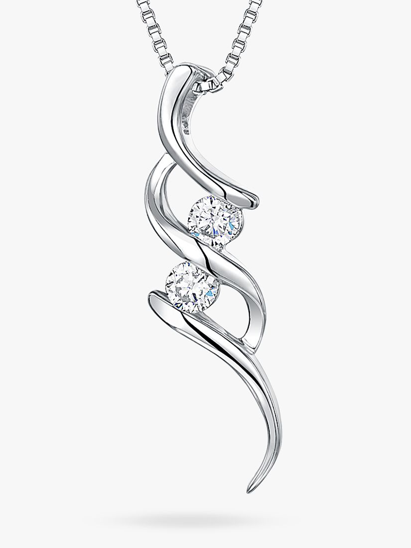 Buy Jools by Jenny Brown Sterling Silver Cubic Zirconia Curves Pendant, Rhodium Online at johnlewis.com