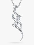 Jools by Jenny Brown Sterling Silver Cubic Zirconia Curves Pendant, Rhodium