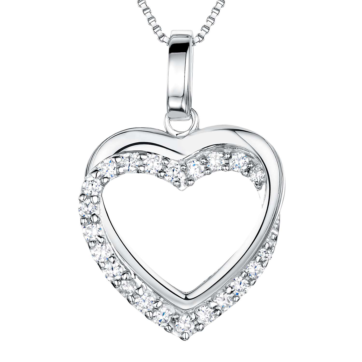 Buy Jools by Jenny Brown Sterling Silver Tangled Pave Heart Pendant, Rhodium Online at johnlewis.com