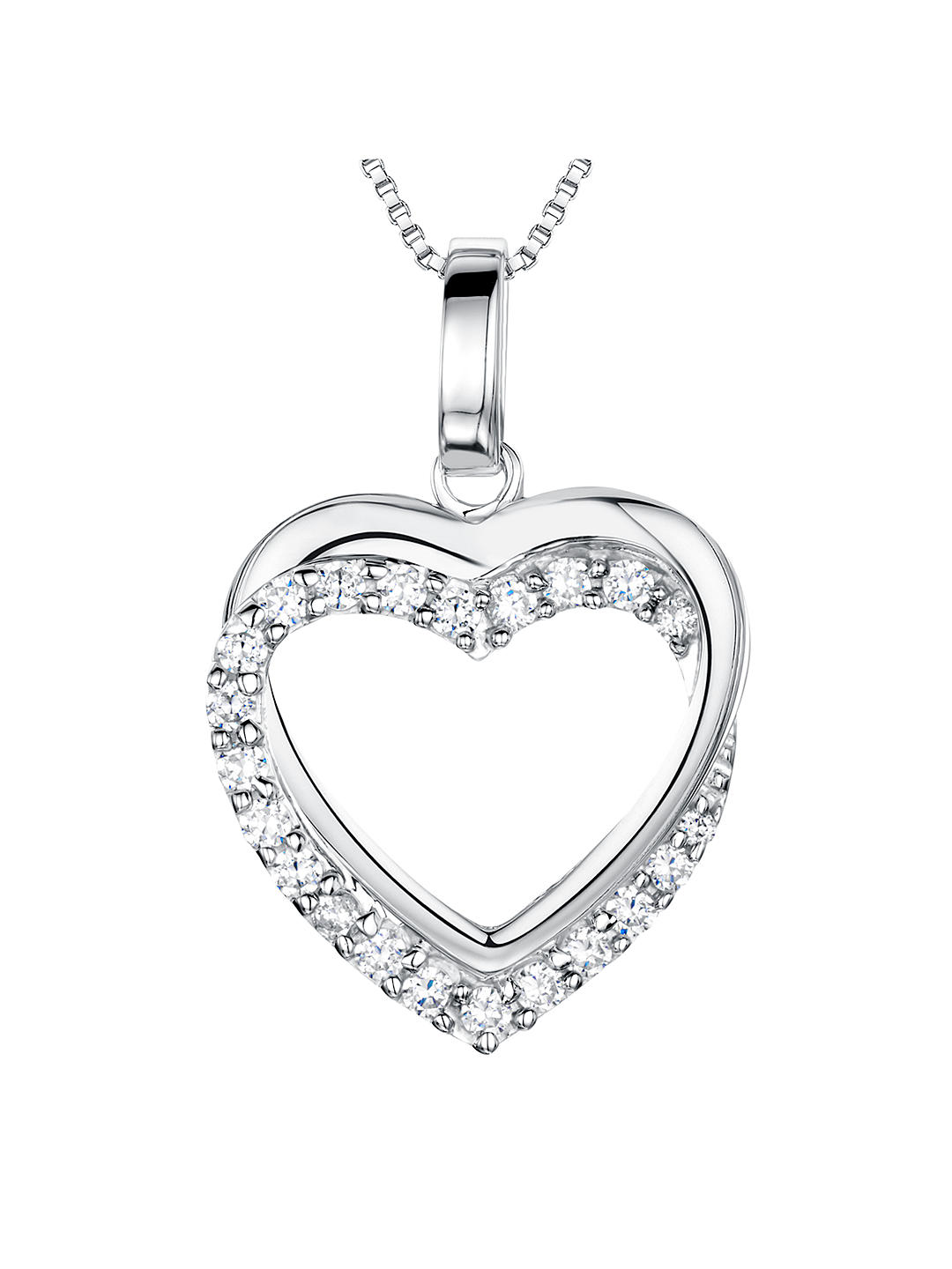Jools by Jenny Brown Sterling Silver Tangled Pave Heart Pendant, Rhodium