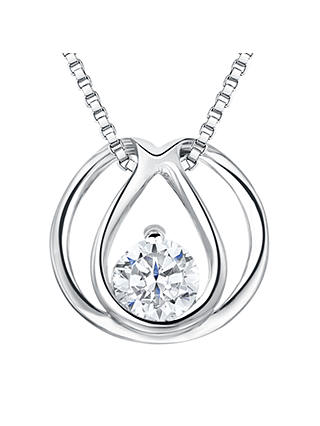 Jools by Jenny Brown Sterling Silver Cubic Zirconia Infinity Ovals Pendant, Rhodium