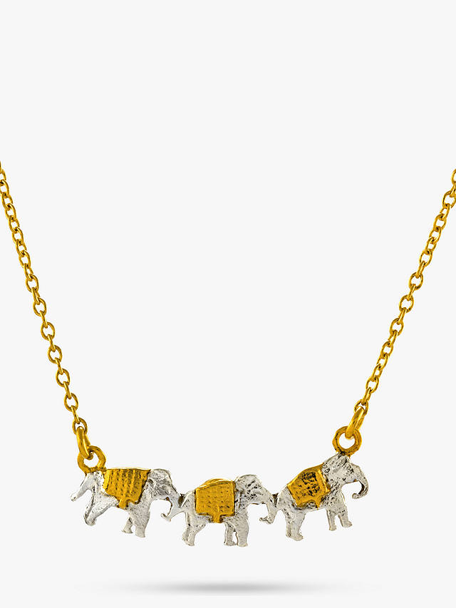 Alex Monroe 22ct Gold Vermeil Elephant Trio Necklace, Gold
