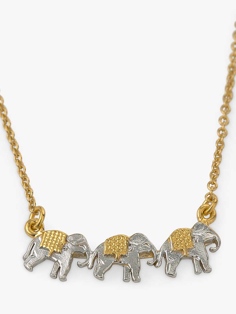 Buy Alex Monroe 22ct Gold Vermeil Elephant Trio Necklace, Gold Online at johnlewis.com