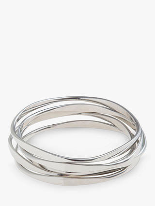 John Lewis & Partners Wave Bangles, Pack of Five, Silver