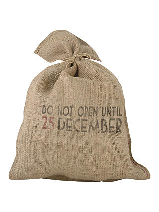 East of India Do Not Open Until 25 December Christmas Santa Sack, Brown