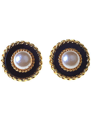 Alice Joseph Vintage Chanel Pearl Clip-On Earrings, Gold/Black