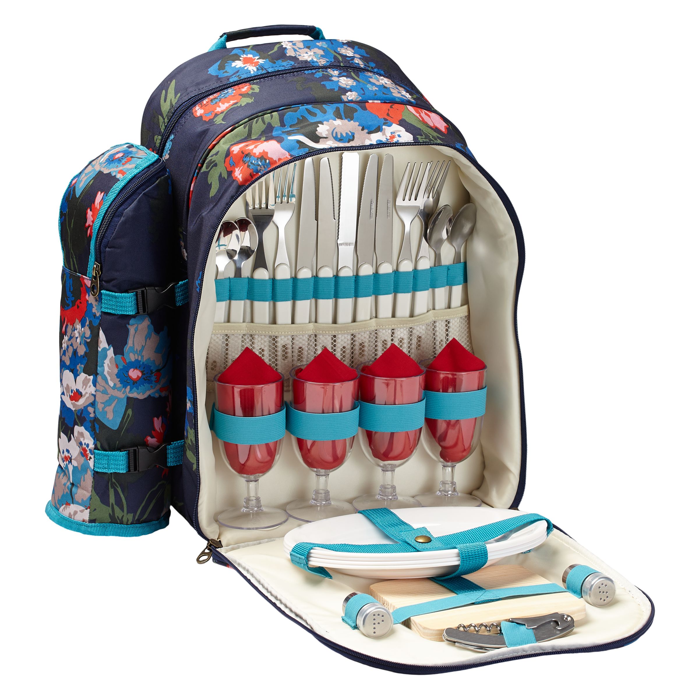 Joules Floral Filled Picnic Backpack, 4 Persons