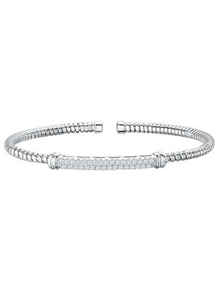 Jools by Jenny Brown Rhodium Plated Silver Cubic Zirconia Tube Bangle