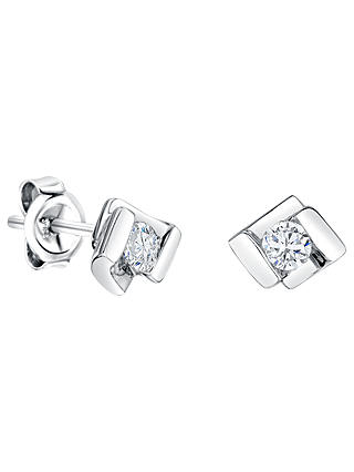 Jools by Jenny Brown Sterling Silver Offset Square Cubic Zirconia Stud Earrings