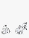 Jools by Jenny Brown Rhodium Plated Silver Cubic Zirconia Flower Drop Earrings