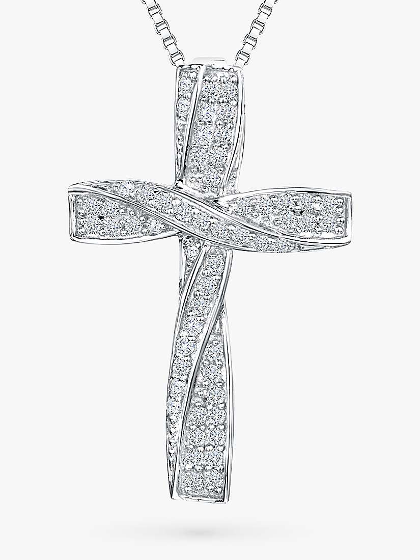 Buy Jools by Jenny Brown Rhodium Plated Silver Cubic Zirconia Twisted Cross Pendant Online at johnlewis.com