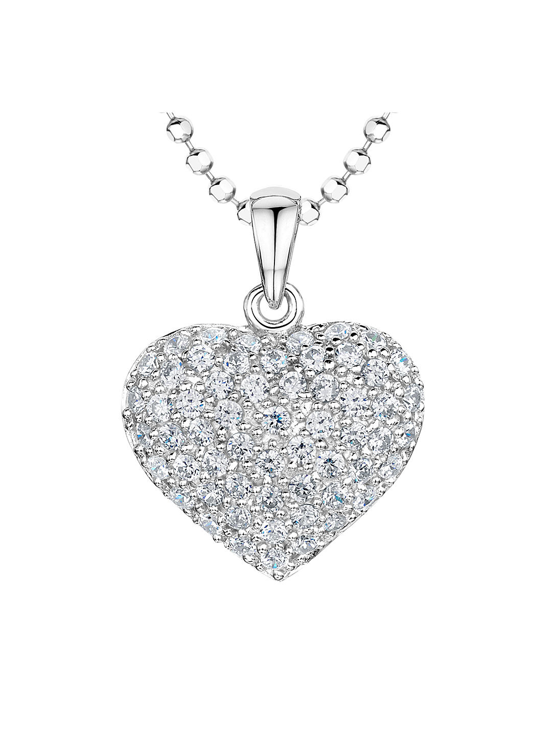 Jools by Jenny Brown Rhodium Plated Silver Cubic Zirconia Bubbly Heart Pendant