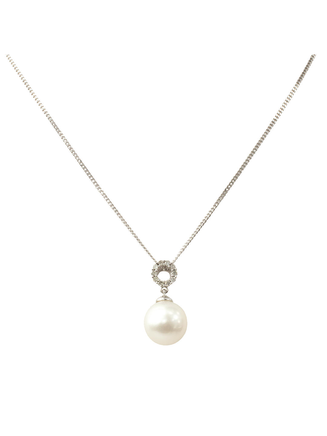 A B Davis Diamond And Pearl Loop Pendant Necklace, White Gold