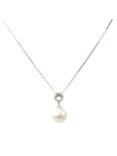 A B Davis Diamond And Pearl Loop Pendant Necklace