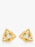 IBB 9ct Yellow Gold Cubic Zirconia Triple Square Stud Earrings, Yellow Gold