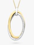 IBB 9ct Two Colour Gold Twined Oval Pendant Necklace, Gold/White Gold