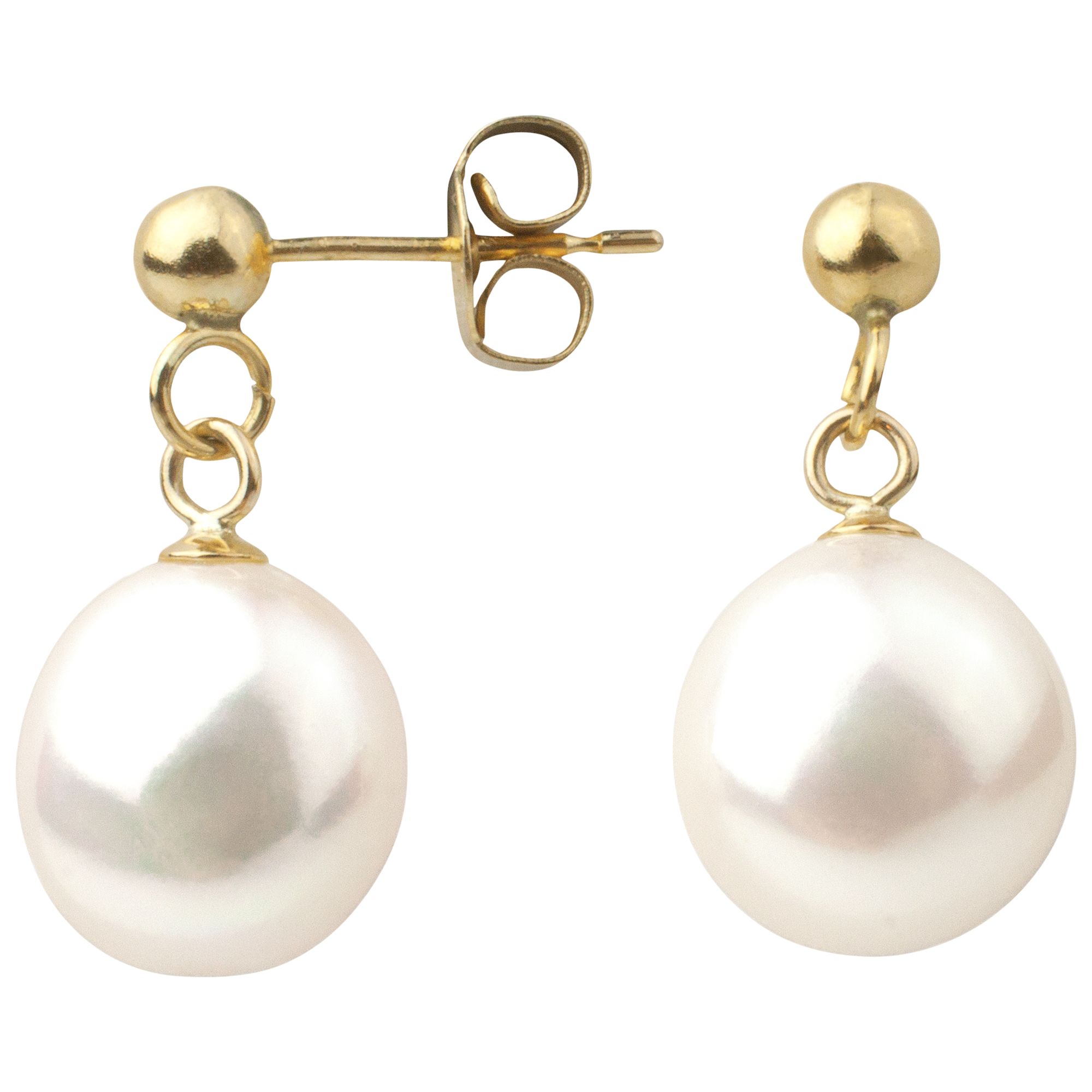 A B Davis 9ct Gold Baroque Freshwater Pearl Drop Earrings