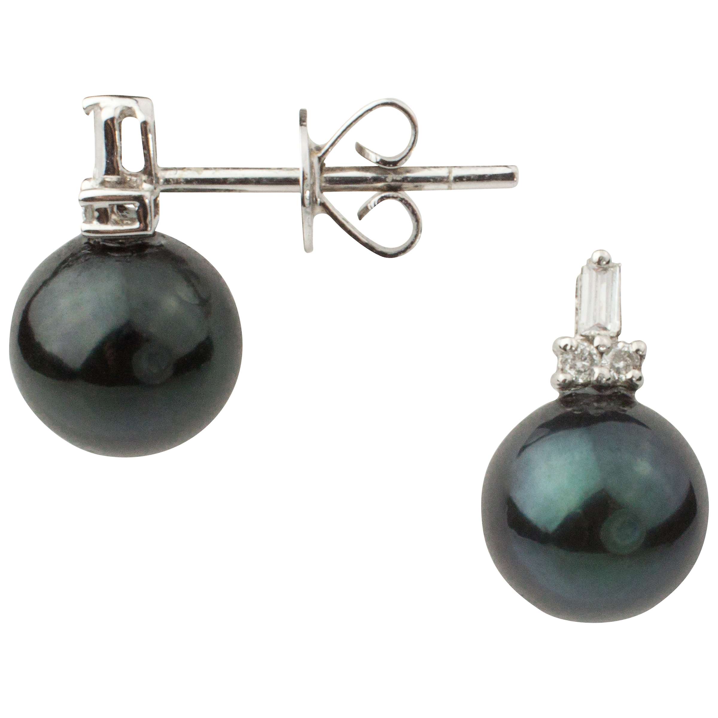 Buy A B Davis 9ct White Gold Diamond Cultured Pearl Stud Earrings Online at johnlewis.com
