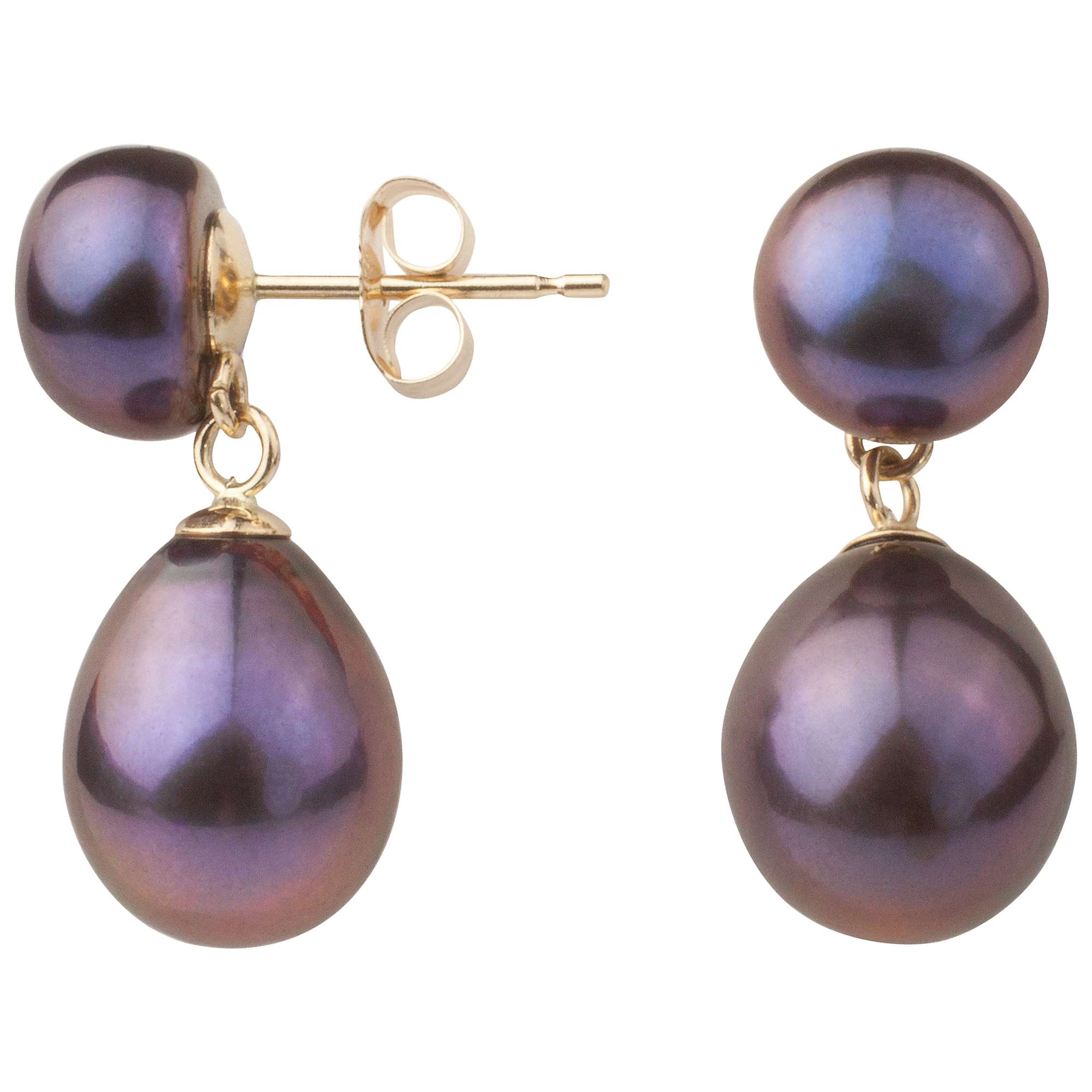 Buy A B Davis 9ct Gold Freshwater Pearl Double Drop Earrings Online at johnlewis.com