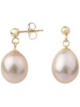 A B Davis 9ct Gold Freshwater Pearl Drop Earrings, Pink