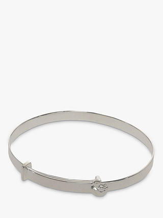 Nina B Sterling Silver Duck Detail Expandable Baby Bangle, Silver, Pink Packaging
