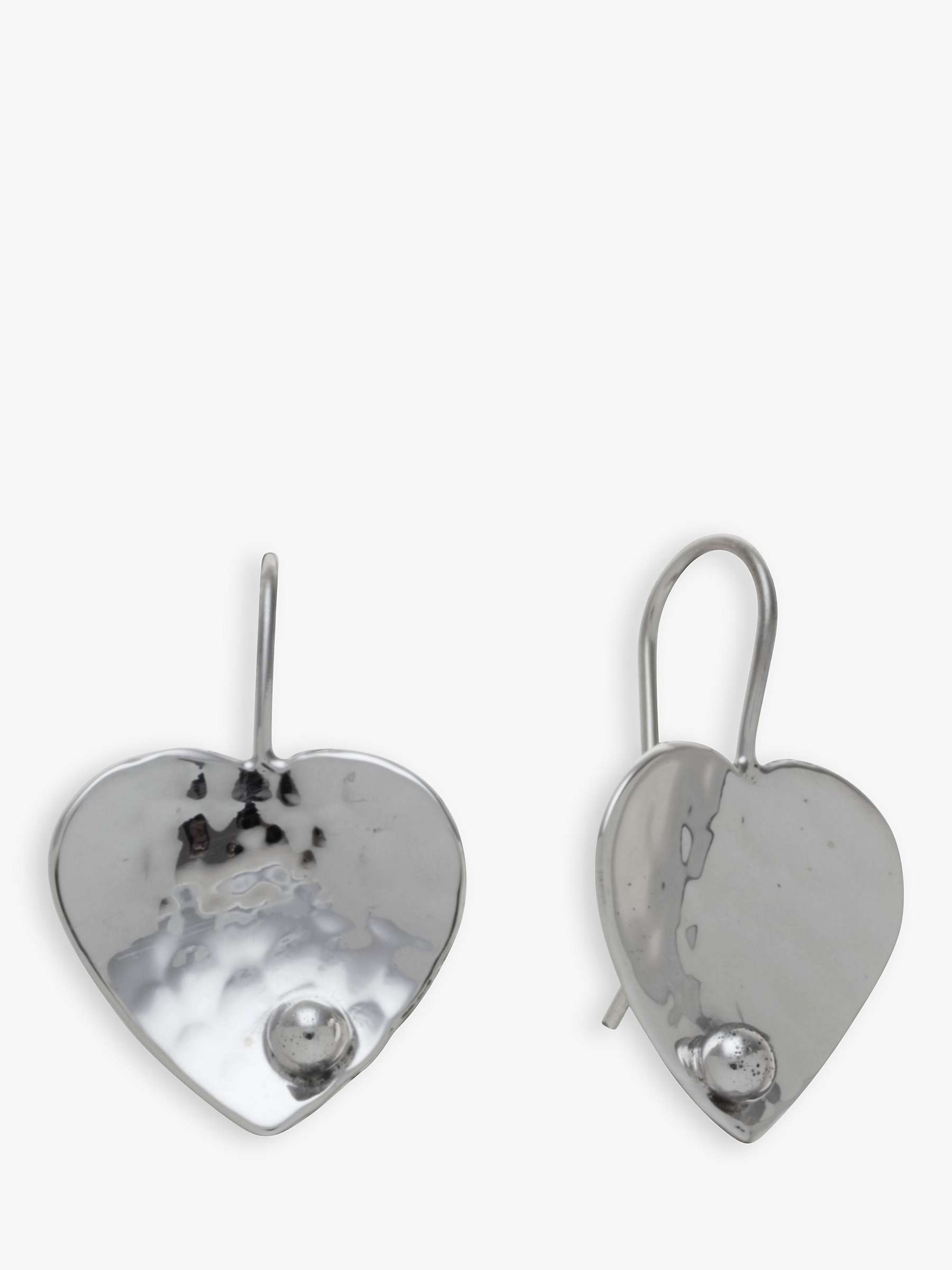 Buy Andea Sterling Silver Textured Heart Drop Earrings, Silver Online at johnlewis.com