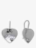 Andea Sterling Silver Textured Heart Drop Earrings, Silver