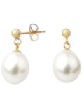 A B Davis 9ct Gold Freshwater Pearl Drop Earrings