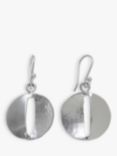 Andea Sterling Silver Round Smooth and Textured Drop Earrings, Silver