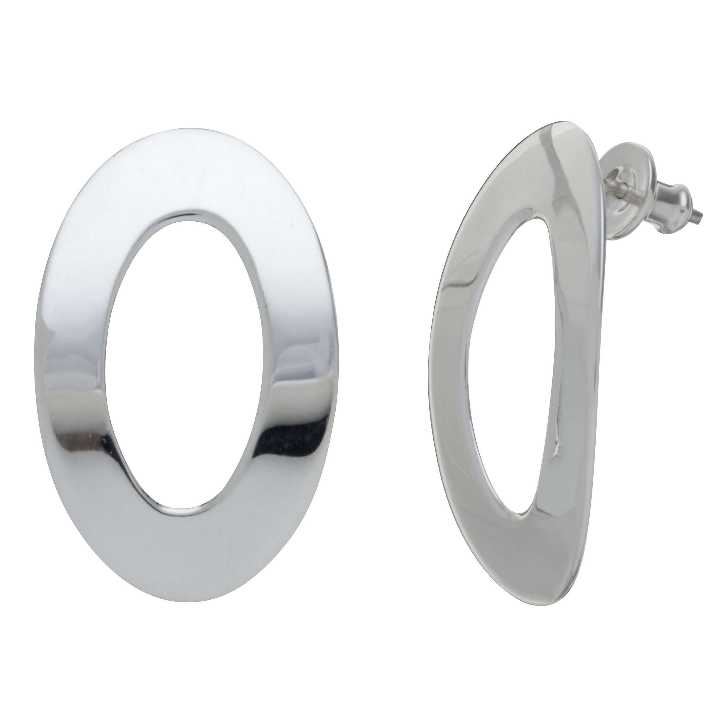 Buy Andea Sterling Silver Outline Oval Stud Earrings, Silver Online at johnlewis.com