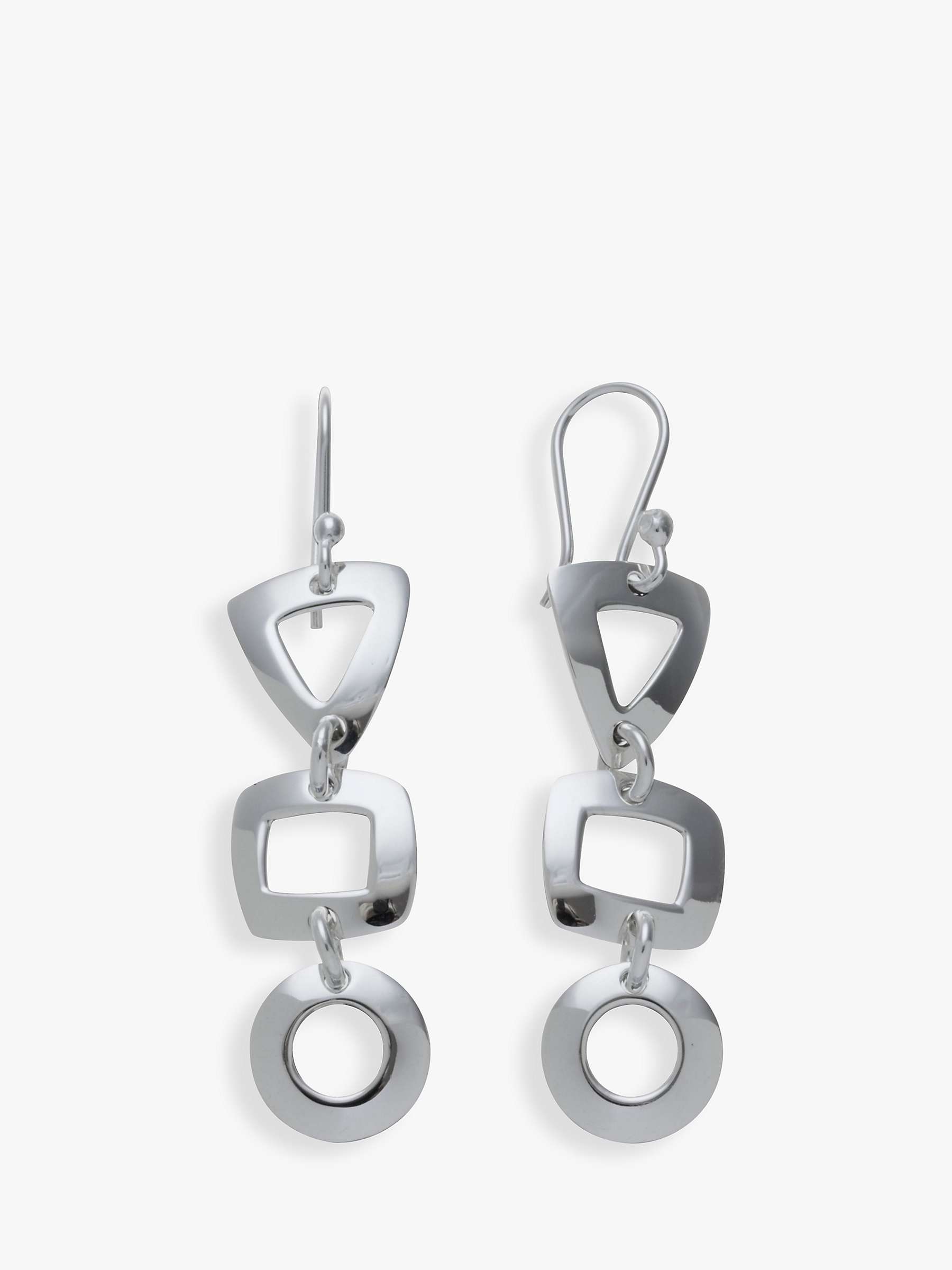 Buy Andea Sterling Silver Geometric Cut Out Drop Earrings, Silver Online at johnlewis.com