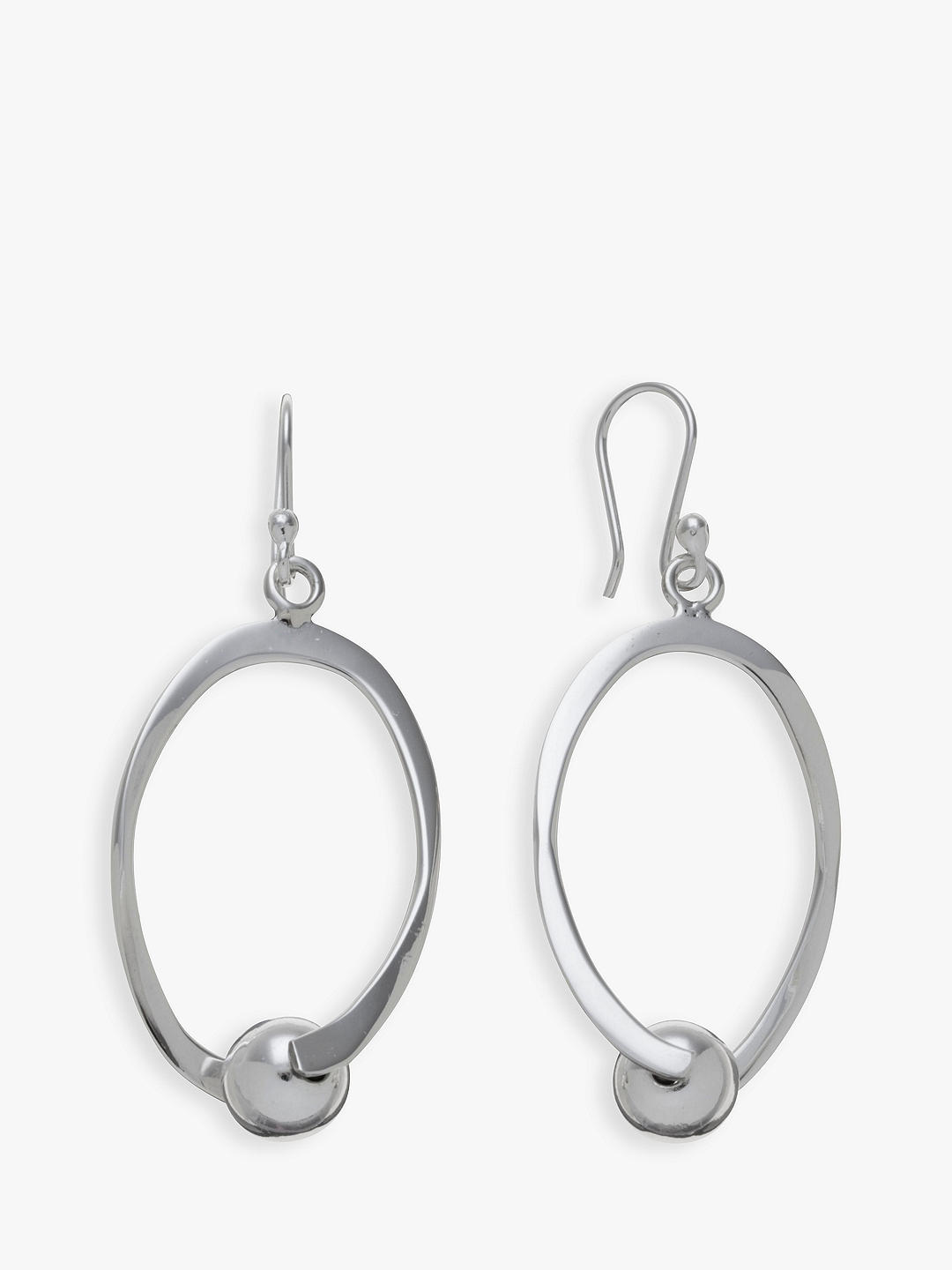 Andea Sterling Silver Oval and Ball Drop Earrings, Silver