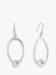 Andea Sterling Silver Oval and Ball Drop Earrings, Silver