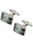 John Lewis Double Band Mother of Pearl Cufflinks, Mother of Pearl/Silver
