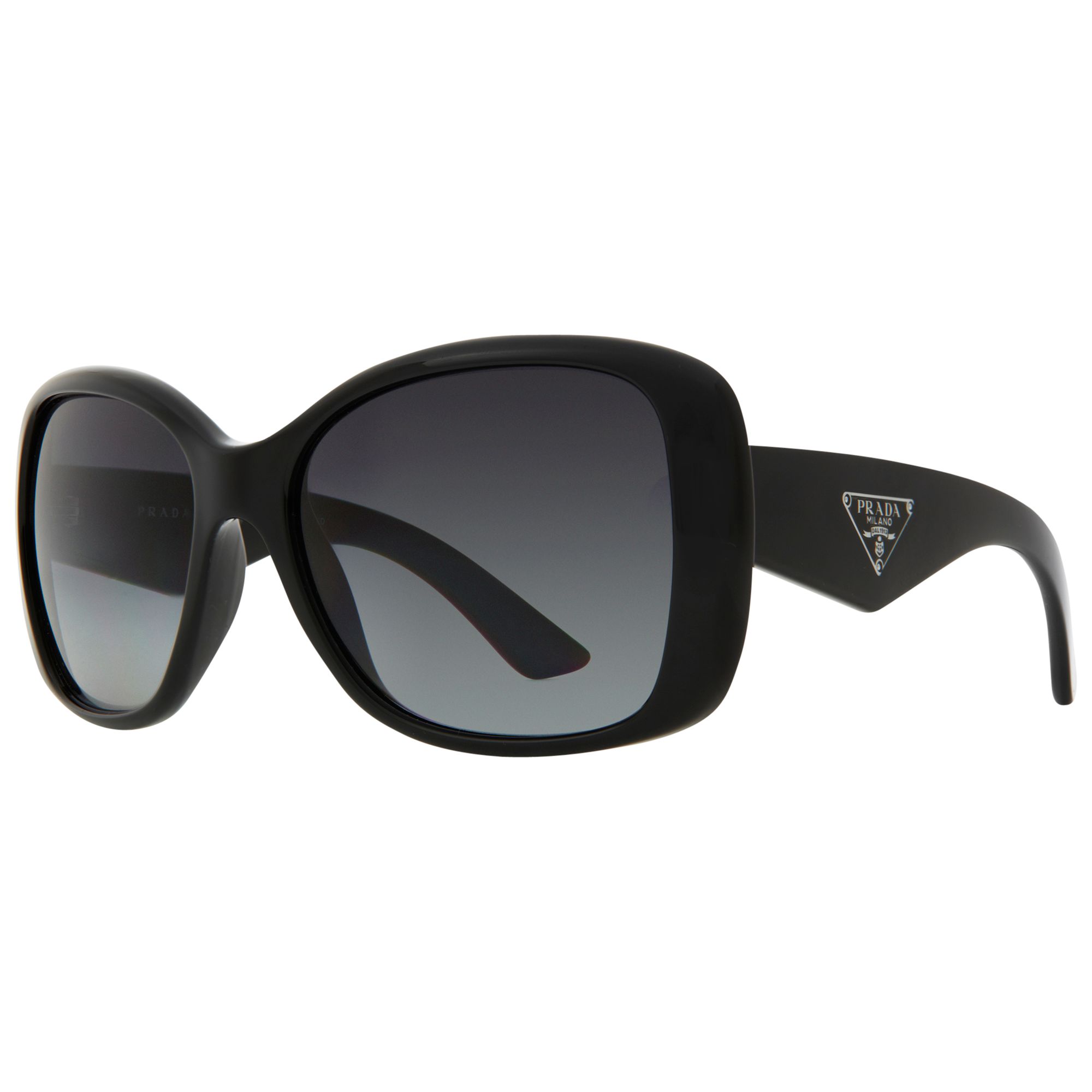 Prada PR32PS Oversized Square Frame Polarised Sunglasses, Black at John ...