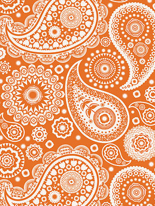 Mini Moderns Paisley Crescent Wallpaper, Tangerine