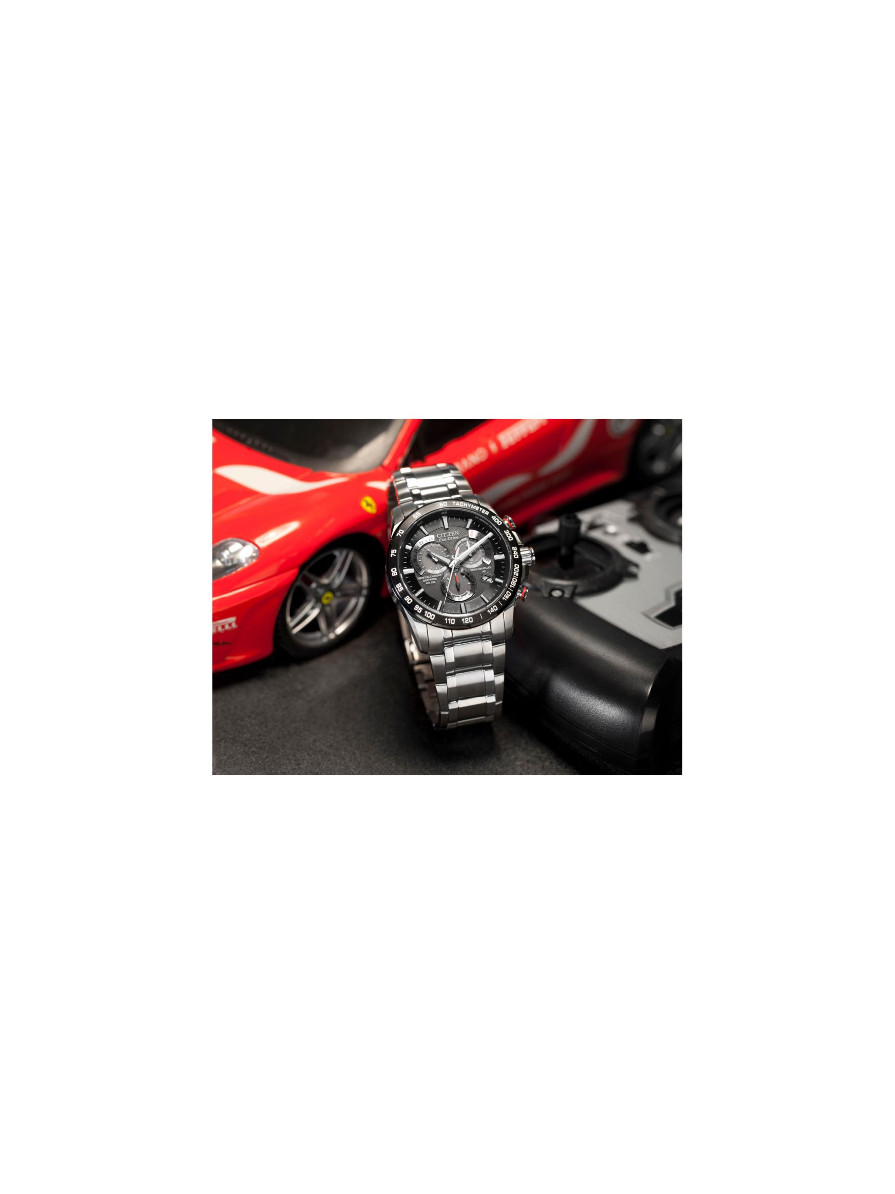 Buy Citizen CB5898-59E Men's Eco-Drive Perpetual Calendar Chronograph Bracelet Strap Watch, Silver/Black Online at johnlewis.com