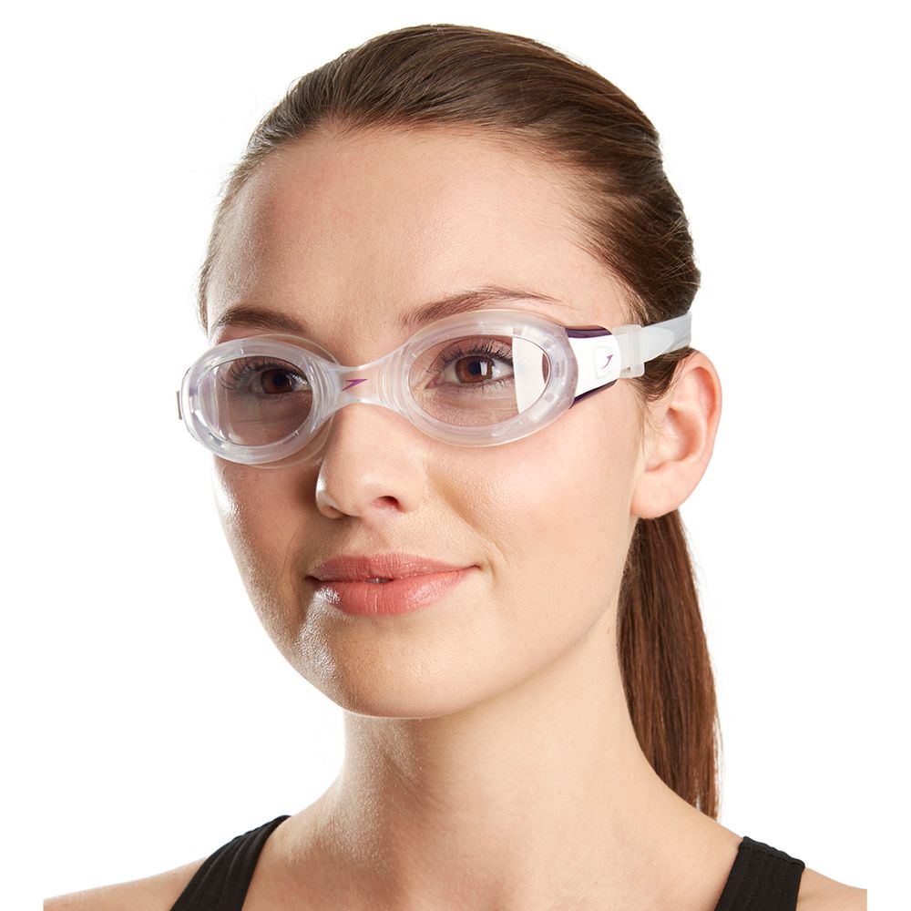 Buy Speedo Women's Futura Biofuse Swimming Goggles, Clear/Purple | John ...