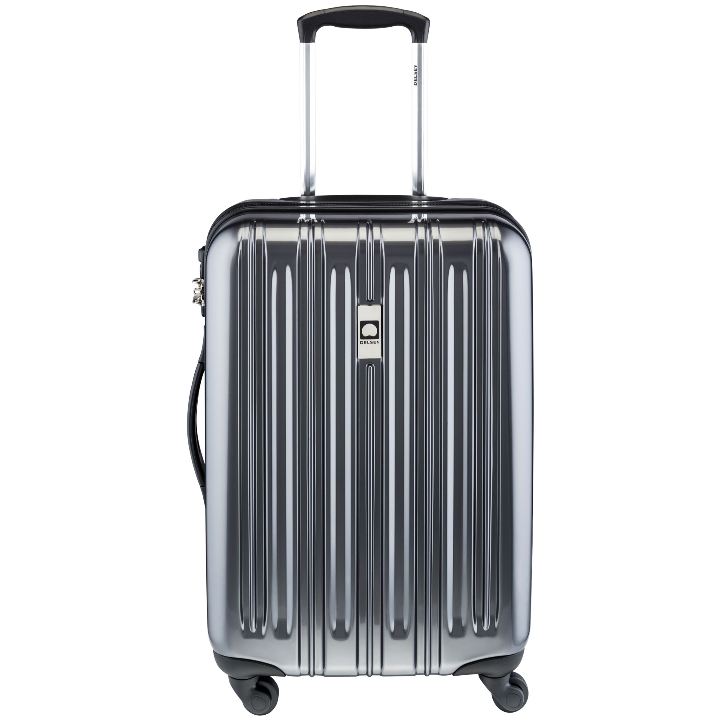 delsey grey hard shell suitcase