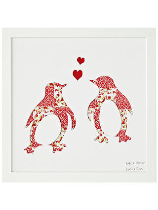 Bertie & Jack 'Perfect Together' Penguin Framed Cut-out, 27.4 x 27.4cm