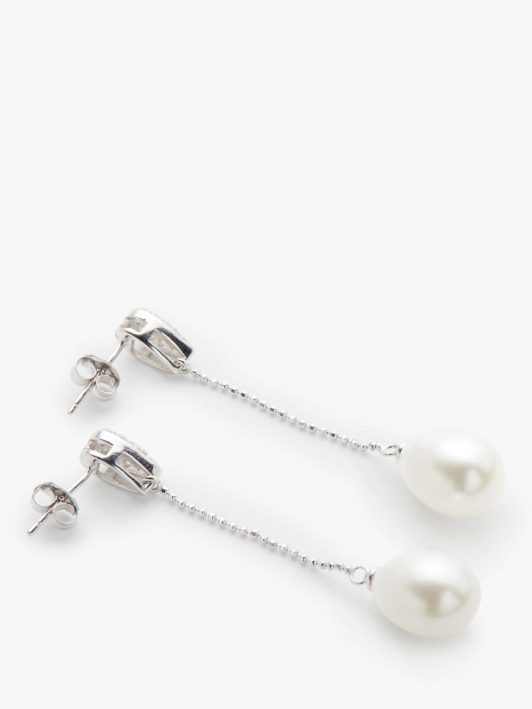 Buy Lido Long Oval Pearl Drop Cubic Zirconia Set Stud Earrings, Silver/White Online at johnlewis.com