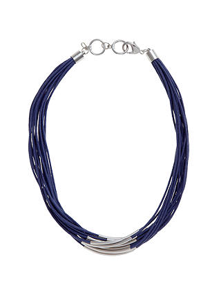 John Lewis & Partners Multi Row Cord Necklace, Silver/Navy