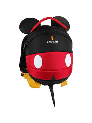 LittleLife Mickey Mouse Toddler Backpack, Black/Red