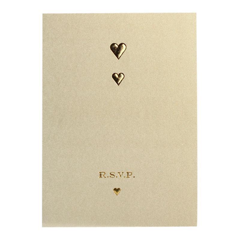 CCA Golden Pockets Personalised Wedding RSVP Reply Cards, Pack of 60, Gold