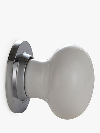 John Lewis & Partners Porcelain Mortice Knob, White / Chrome, Pair, Dia.60mm
