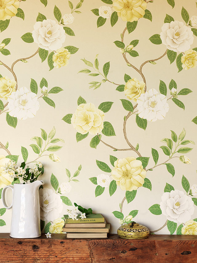 Sanderson Christabel Wallpaper, Yellow/Ivory, DVOY213377
